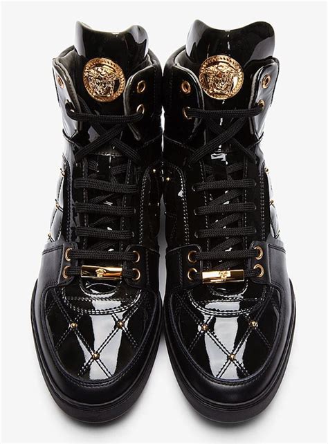 women's patent black and gold versace sneakers|Versace Shoes for Women .